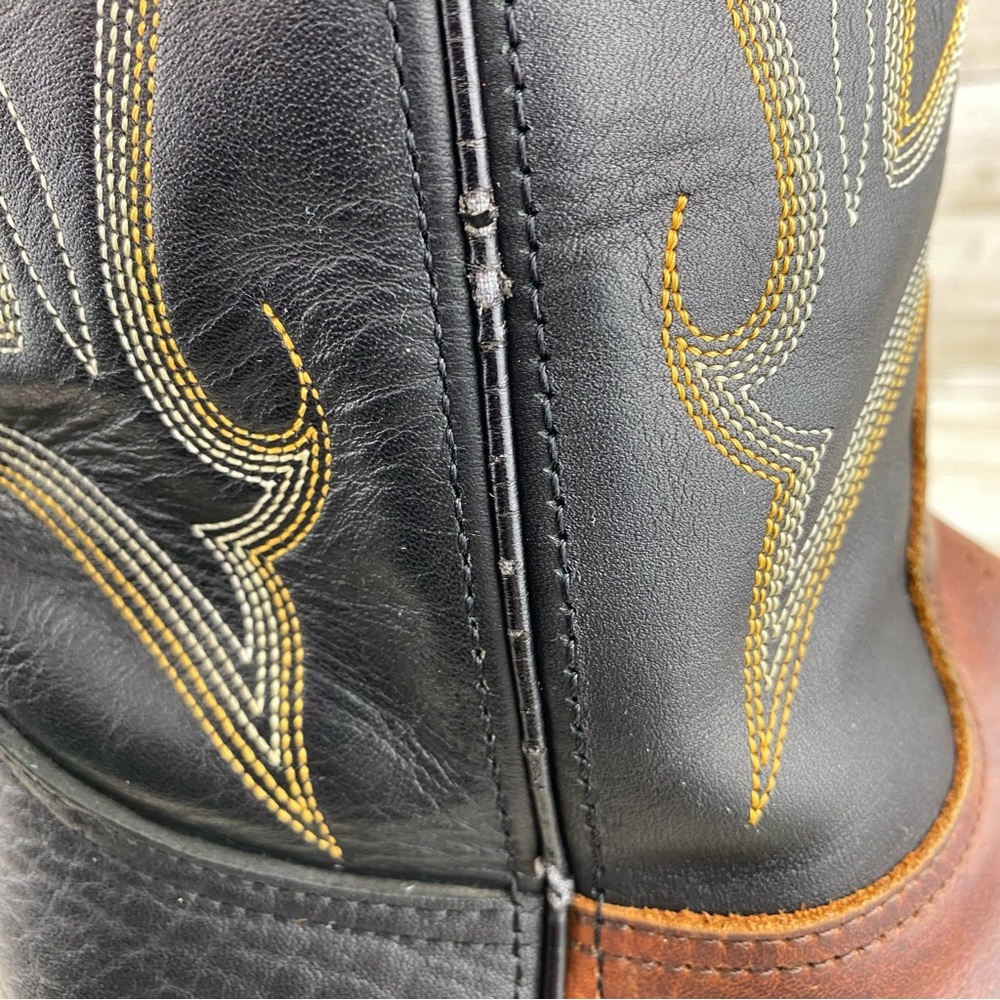 Durango Cowboy Black & Brown Pull On Leather Boots- Mens size 8.5 EE - Picture 17 of 17
